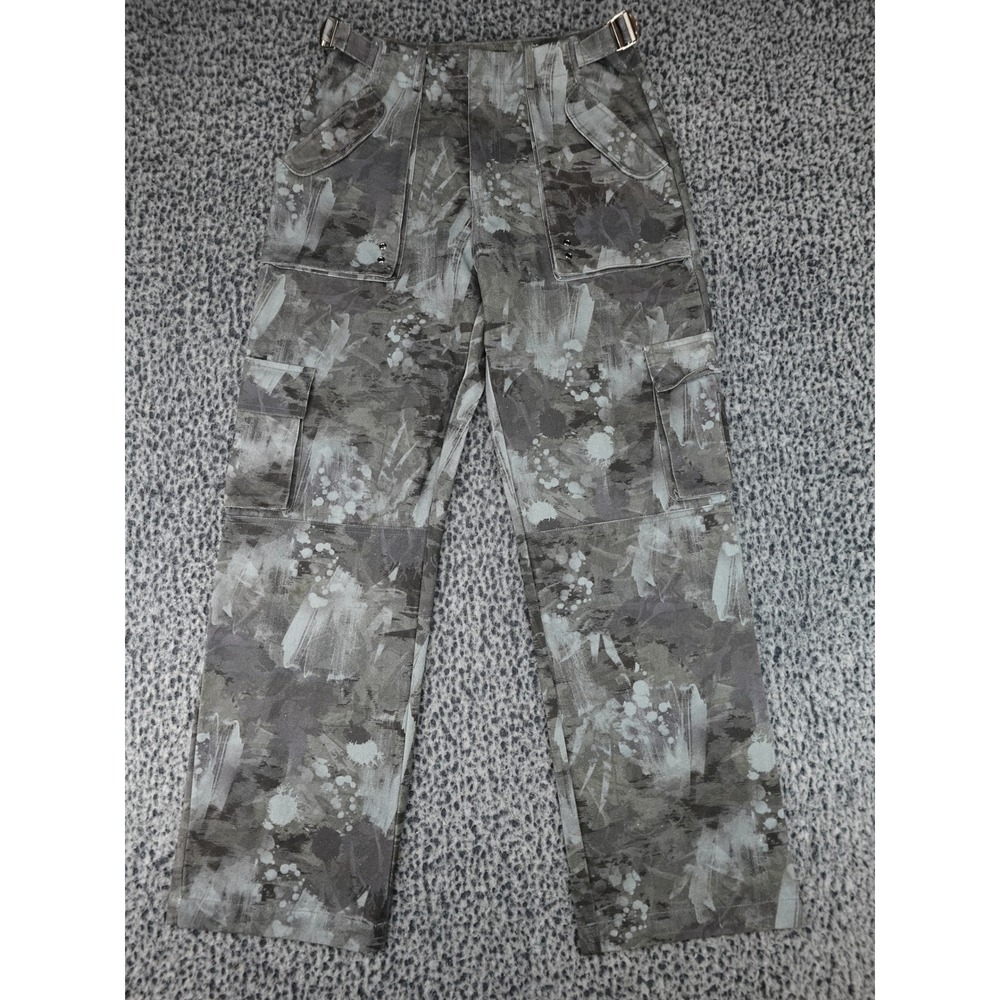 Mars The Label Cargo Pants Womens S Grey Splatter Print Utility Streetwear